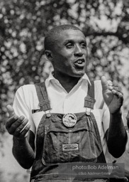 Freedom Walker, a demonstrator who marched from Clarksdale Mississippi to Washington D.C. celebrates the protests at near the Washington Monument. August 28, 1963.
