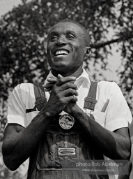 Freedom Walker, a demonstrator who marched from Clarksdale Mississippi to Washington D.C. celebrates the protests at near the Washington Monument. August 28, 1963.