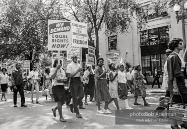 Proud Marchers advance along The Mall to the Lincoln Memorial. Washington, D.C. August 28, 1963.