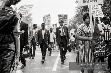 Proud Marchers advance along The Mall to the Lincoln Memorial. Washington, D.C. August 28, 1963.