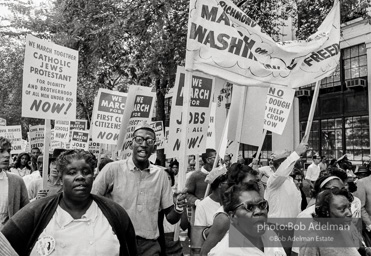 Proud Marchers advance along The Mall to the Lincoln Memorial. Washington, D.C. August 28, 1963.