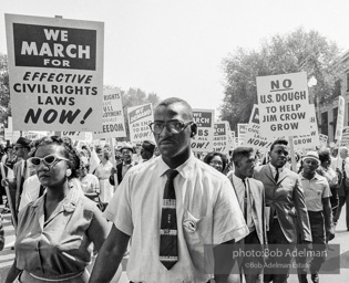 Proud Marchers advance along The Mall to the Lincoln Memorial. Washington, D.C. August 28, 1963.