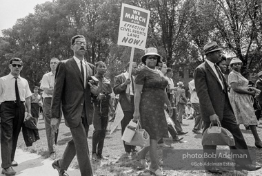 Proud Marchers advance along The Mall to the Lincoln Memorial. Washington, D.C. August 28, 1963.