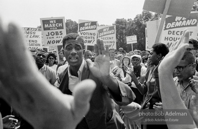 High spririted Movement celebrate. The long deffered promise of racial equality is now on the national adgenda. Washington, D.C.  August 28, 1963.