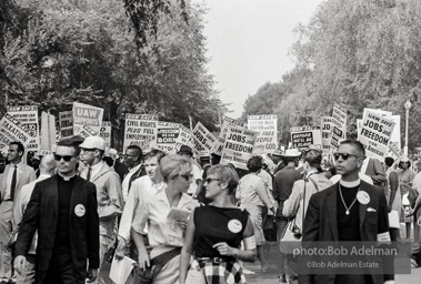 Marchers en route to the Lincoln Memorial.  Washington, D.C.  August 28, 1963.
