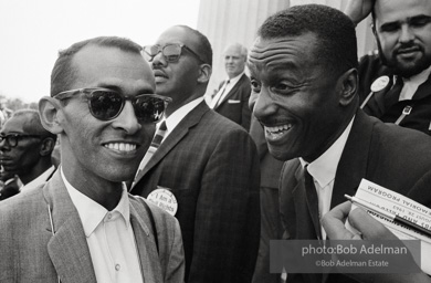 Reverand Wyatt T Walker, key aid of Dr. King (left) and Reverand Shuttlesworth leader of the Birmingham protests are delighted by the massive turnout.