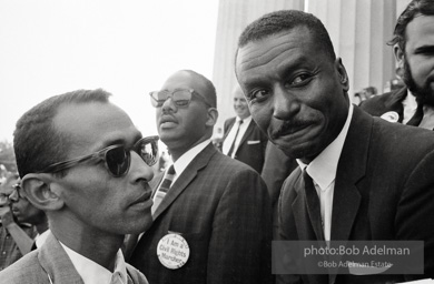 Reverand Wyatt T Walker, key aid of Dr. King (left) and Reverand Shuttlesworth leader of the Birmingham protests are delighted by the massive turnout.