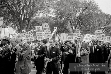 Ministers of various denomonations march toward the Lincoln Memorial,  Washington, D.C.  August 28, 1963.