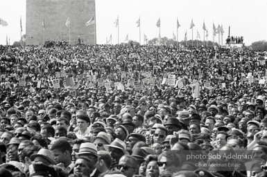 Assembled marchers begin the journey to the Lincoln Memorial. Washington, D.C.  August 28, 1963.