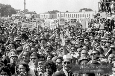 Crowd reacts enthusiatically to King's imperishable words. Washington, D.C.  1963