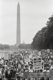 protestors assemble at the foot of the  Lincoln Memorial,  Washington, D.C. August 28, 1963.