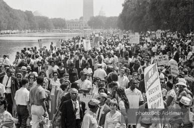 protestors assemble at the foot of the  Lincoln Memorial,  Washington, D.C. August 28, 1963.