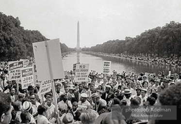 So vast is the throng, the vast ajority of Marchers cannot advance past the perimiter of the reflecting pool. Washington, D.C.  August 28, 1963.