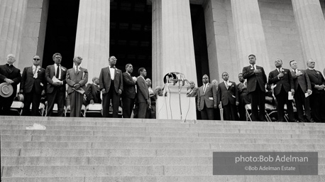 pledge of allegiance at the beginning of the ceremony at the Lincoln Memorial, Washington,  1963