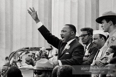 The Dreamer dreams: King ends his speech with the words of the old Negro spiritual, “Free at last! Free at last! Thank God Almighty, we are free at last!”   Washington,  D.C.  1963