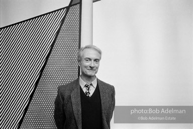 Roy Lichtenstein. Installation and opening-Perfect and Imperfect Paintings. Leo Castelli Gallery, NYC, 1987. photo©Bob Adelman Estate,artwork©estate of Roy Lichtenstein.