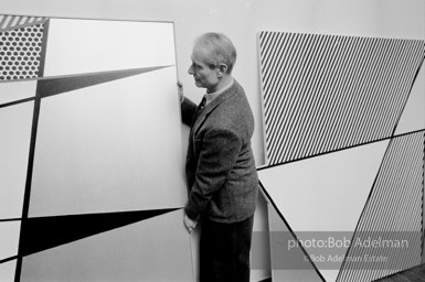 Roy Lichtenstein. Installation and opening-Perfect and Imperfect Paintings. Leo Castelli Gallery, NYC, 1987. photo©Bob Adelman Estate,artwork©estate of Roy Lichtenstein.