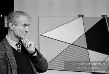 Roy Lichtenstein. Installation and opening-Perfect and Imperfect Paintings. Leo Castelli Gallery, NYC, 1987. photo©Bob Adelman Estate,artwork©estate of Roy Lichtenstein.