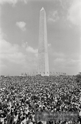 Demonstrators gather at the Washington Memorial.Poor peoples march, Washington D.C. 1968.