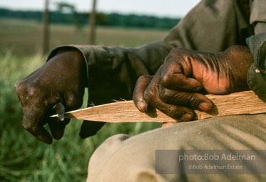 Preston Brown at work building one of his fish baskets - From the LIFE magazine story Artists of the Black Belt, 1983.