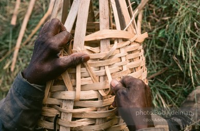 Preston Brown at work building one of his fish baskets - From the LIFE magazine story Artists of the Black Belt, 1983.