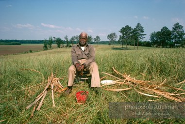 Preston Brown at work building one of his fish baskets - From the LIFE magazine story Artists of the Black Belt, 1983.