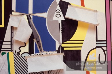 Detail, work in progress. Reflections on Painter and Model. 1989. photo:©Bob Adelman Estate, Artwork©Estate of Roy Lichtenstein