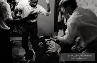 Damage control: Congress of Racial Equality volunteers, most of them students, are taught to protect themselves if attacked during a peaceful protest, Columbus, Ohio.  1962