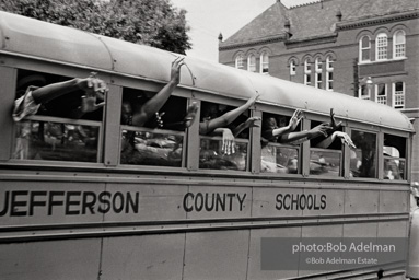 Bus full of protestors heading to a detention center, Birmingham 1963