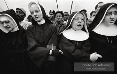 Answering King’s call for support from the religious community, nuns join the protests, Selma, Alabama 1965. After Bloody Sunday, King asked religious leaders from around the country to come to Selma to participate in
the planned Selma-to-Montgomery march, an appeal that drew a wide response. Answering King’s call for support from the religious community, nuns join the protests, Selma, Alabama 1965. After Bloody Sunday, King asked religious leaders from around the country to come to Selma to participate in
the planned Selma-to-Montgomery march, an appeal that drew a wide response.