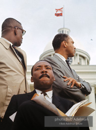 King preparing to speak in Montgomery 1965