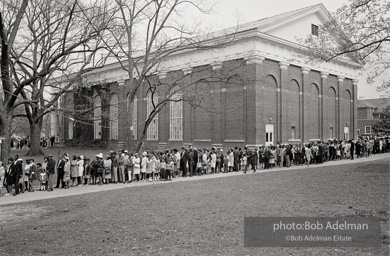 Line of mourners waiting to view King’s body going around the Sisters Chapel, Spelman College, Atlanta 1968