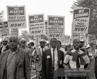 Proud determined marchers approach the Lincoln Memorial,  Washington, D.C.  August 28, 1963.