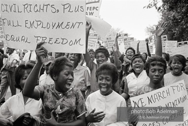 Proud determined marchers approach the Lincoln Memorial,  Washington, D.C.  August 28, 1963. The unexpectedly high number of marchers created a euphoria among participants and convinced them of the historical importance of the event.