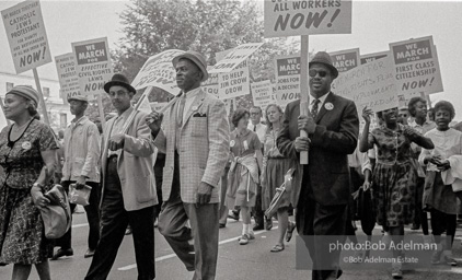 Proud Marchers advance along The Mall to the Lincoln Memorial. Washington, D.C. August 28, 1963.