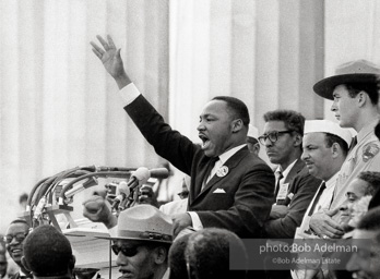 The Dreamer dreams: King ends his speech with the words of the old Negro spiritual, “Free at last! Free at last! Thank God Almighty, we are free at last!”   Washington,  D.C.  1963