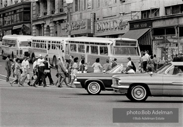 Buses delivering marchers, Washington, DC 1963