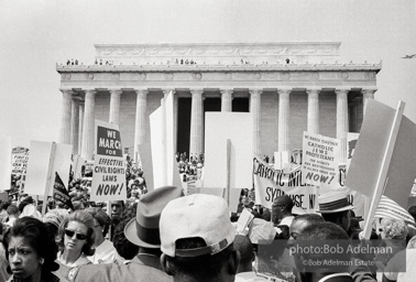 Pressed up against one another Marchers reached their destination, the Lincoln Memorial. Washington, D.C. August 28, 1963. Pressed up against one another Marchers reached their destination, the Lincoln Memorial. Washington, D.C. August 28, 1963.