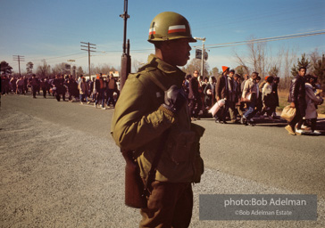 US Army soldier guarding the Selma to Montgomery march, Alabama Route 80 1965 US Army soldier guarding the Selma to Montgomery march, Alabama Route 80 1965