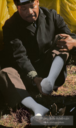 King rests and changes his socks on the second day of the Selma to Montgomery March. Alabama Route 80. King rests and changes his socks on the second day of the Selma to Montgomery March. Alabama Route 80.