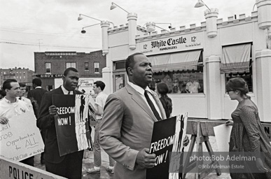 CORE President James Farmer Picketing for Fair Employment Practices at White Castle, Bronx, New York 1962