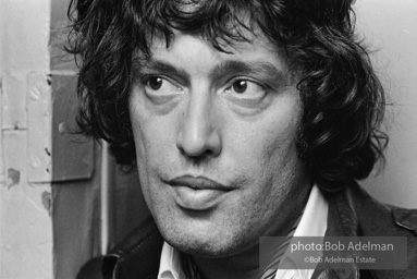 Tom Stoppard outside the Ethel Barrymore Theatre in New York City, 1976, during the Broadway production of his play Travesties.