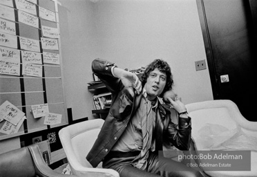 Tom Stoppard at the Ethel Barrymore Theatre in New York City, 1976, during the production of his play TRAVESTIES