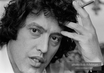 Tom Stoppard at his hotel room in New York City during the Broadway production of his play TRAVESTIES, Ethel Barrymore Theatre, 1976.