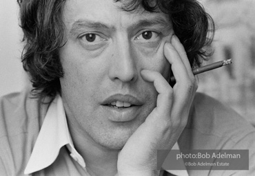 Tom Stoppard at his hotel room in New York City during the Broadway production of his play TRAVESTIES, Ethel Barrymore Theatre, 1976.