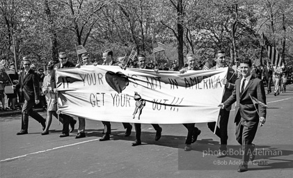 Marchers and onlookers, both for and against the war in Vietnam. Near Central Park in New York City. Marchers and onlookers, both for and against the war in Vietnam. Near Central Park in New York City.