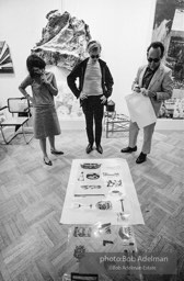 Kay Bearman, Andy Warhol and Ivan Karp at the Leo Castelli Gallery. New York City, 1965.