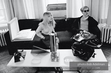 Bibbe Hanson and Andy Warhol at the Leo Castelli Gallery. New York City, 1965.