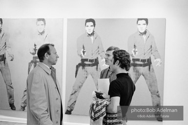 Andy Warhol and Gerard Melanga at the Leo Castelli Gallery. New York City, 1965.