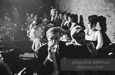 Andy Warhol and Edie Sedgwick at a NYC night club after a night of partying. 1965.